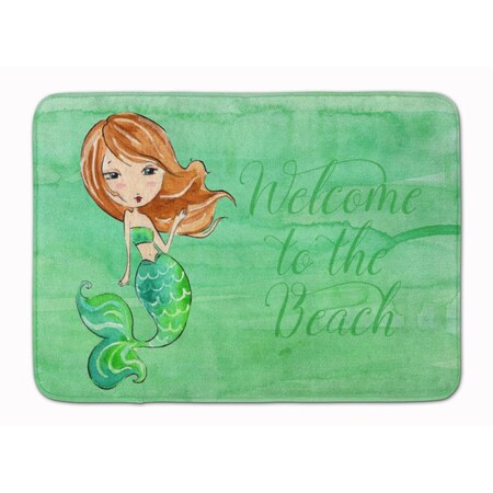 Carolines Treasures Mermaid Welcome Green Machine Washable Memory Foam Mat BB8515RUG